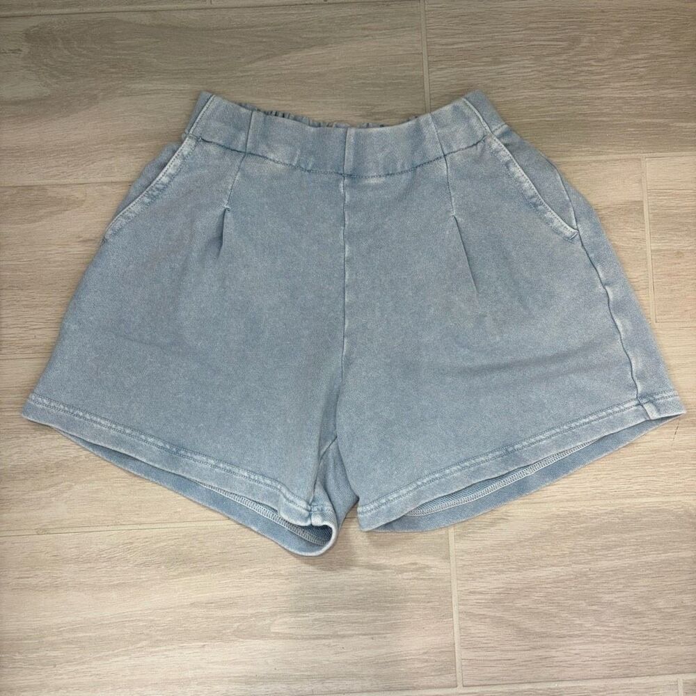 Aerie New Heights Trouser Fleece Shorts Light Blue Size Xxs